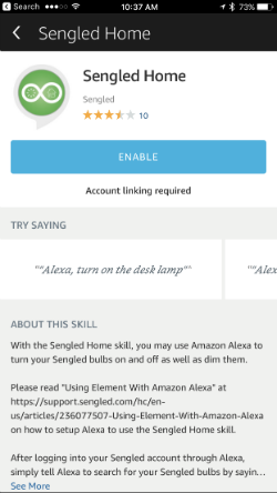 Tap on the Sengled Home skill and enable it.